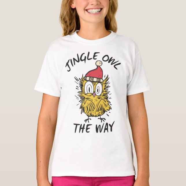 T-shirt Jingle Owl en chemin Funny Père Noël Owl (Devant)