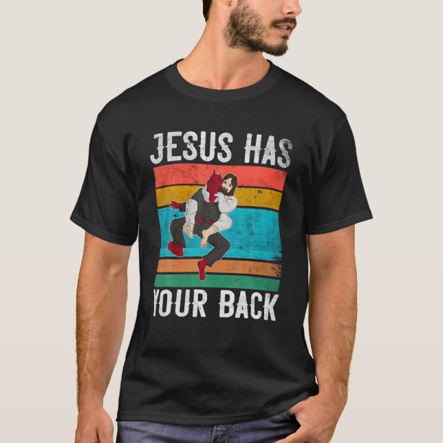 T-shirt Jiu Jitsu Brésil Jésus a ton dos (Devant)