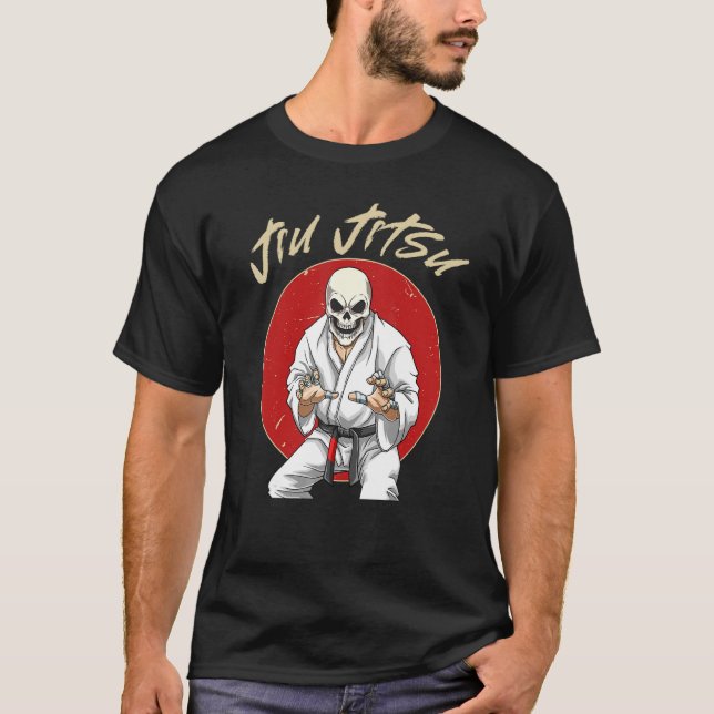 T-shirt Jiu Jitsu Brésilien Et Squelette De Bjj Grapplé (Devant)