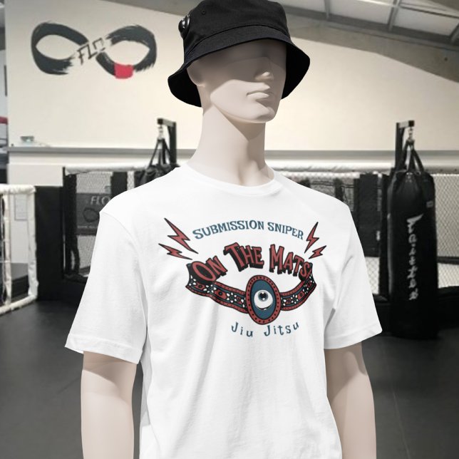 T-shirt Jiu Jitsu brésilien sur le chat (Jiu Jitsu "On The Mats" T-shirt with easy to customize text.)