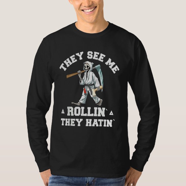 T-shirt Jiu Jitsu Rollin   BJJ Grappling Grim Reaper (Devant)