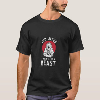 T-shirt Jiu Jitsu Train Cadeaux Comme Une Bête Bjj Lion Gr