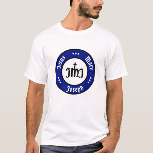 T-shirt JMJ : Jésus, Marie, Joseph Logo (Bleu)