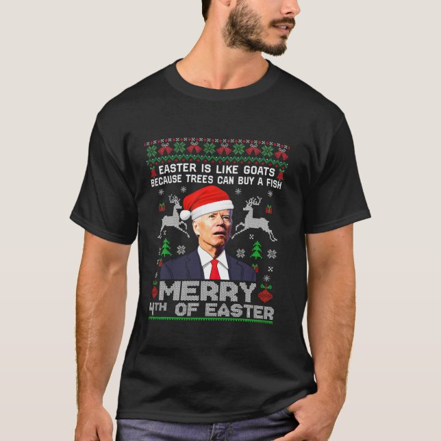 T-shirt Joe Biden Joyeux 4e Pâques Doux de Noël laid (Devant)