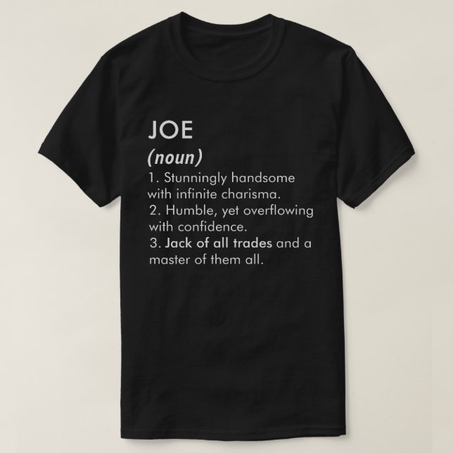 T-shirt Joe name, Editable name, Custom name (Design devant)