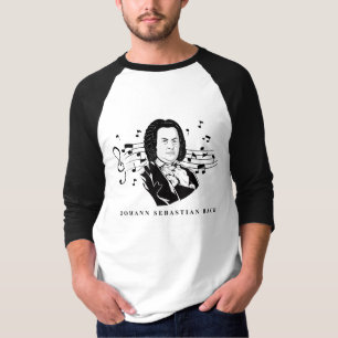 T-shirt Johann Sebastian Bach Portrait et buste avec notes