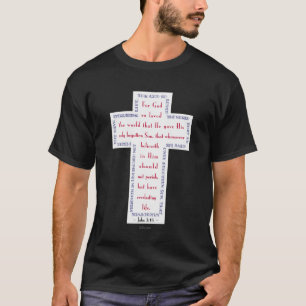 T-shirt John 3:16 Croix rouge, blanche et bleue