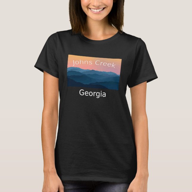 T-shirt Johns Creek Georgia Mountain coucher de soleil (Devant)