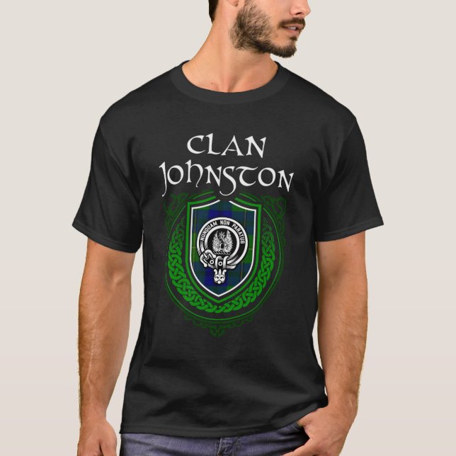 T-shirt Johnston Nom de famille Scottish Clan Tartan Long  (Devant)