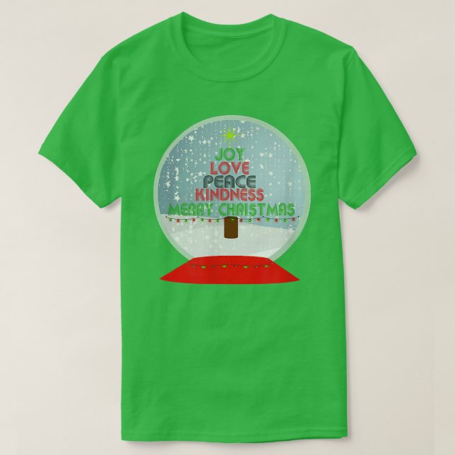 T-shirt Joie, Aimer Peace Kindness tree, arbre de Noël, Sn (Design devant)