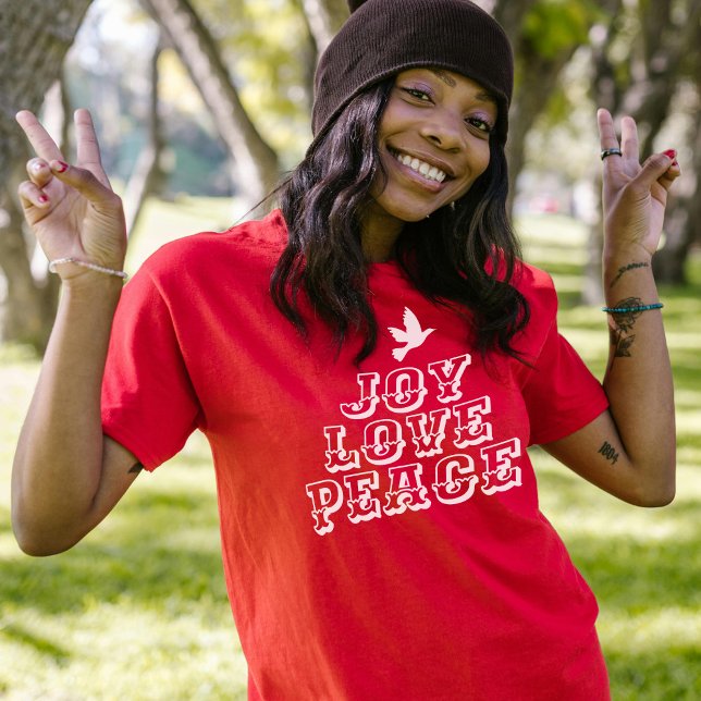 T-shirt joie amour paix colombe blanc noël arbre slogan (Créateur téléchargé)