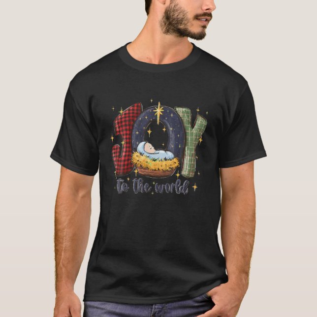 T-shirt Joie Au Monde Bébé Jésus Bible foi chrétienne (Devant)