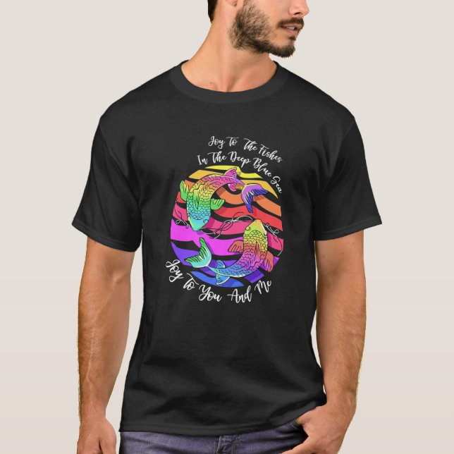 T-shirt Joie Aux Poissons Dans La Mer Bleue Profonde Joie  (Devant)