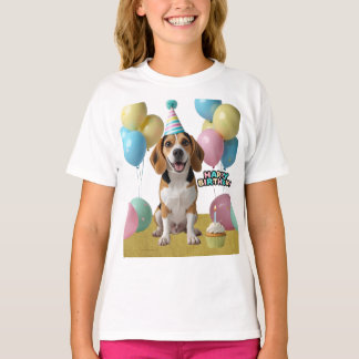 T-shirt Joie d'anniversaire avec mon Beagle