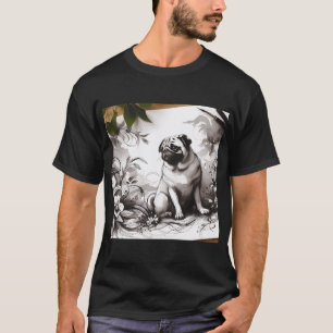 T-shirt Joie de vivre de bouledogue de dessin animé
