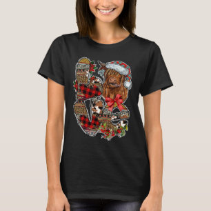 T-shirt Joie Vache Highland Animaux Joyeux Noël Femmes Noë