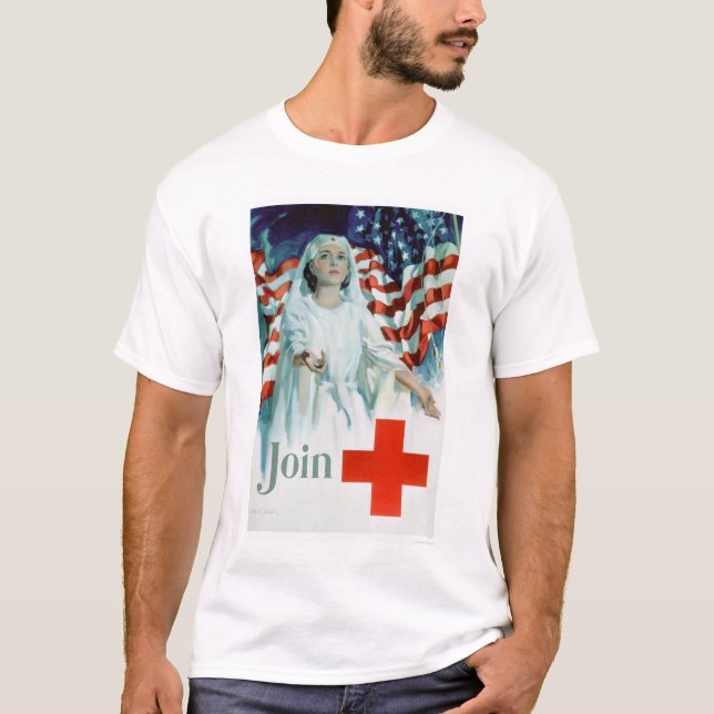 T-shirt Joignez la Croix-Rouge - le drapeau américain (Devant)