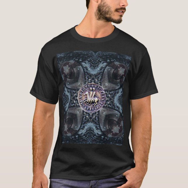 T-shirt JOINT des CHEVALIERS TEMPLAR SUR le noir de CROIX (Devant)