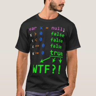 T-shirt Joke de programmation Javascript avec valeur null 