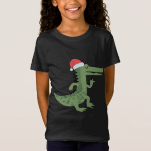 T-Shirt Joli Alligator Avec Le Chapeau Du Père Noël Drôle