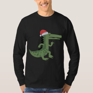 T-shirt Joli Alligator Avec Le Chapeau Du Père Noël Drôle