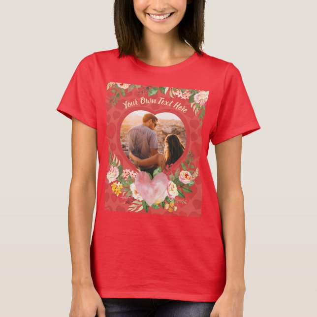 T-shirt Joli amour couple de famille photo de coeur (Devant)