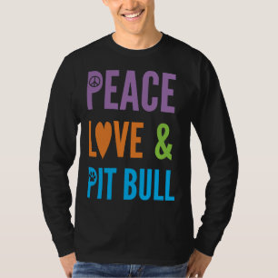 T-shirt Joli Amoureux des chiens Peace Love & Pitbull