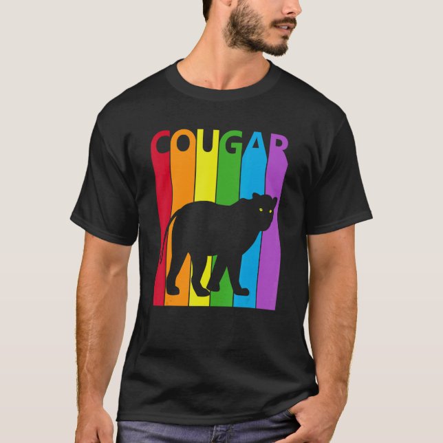 T-shirt Joli animal Cougar arc-en-ciel (Devant)