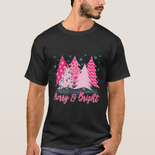 T-shirt Joli Arbre De Noël Rose Joyeux Et Lumineux Noël Co