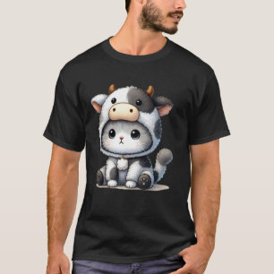 T-shirt Joli bébé chat chaton en costume de vache Miaou va