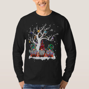 T-shirt Joli bison de gnome plaid arbre de Noël