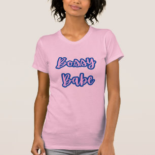 T-shirt Joli Bleu Bossy Babe Text +Outline Femme
