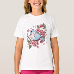 T-shirt Joli bleu de printemps et aquarelle de fleurs de c
