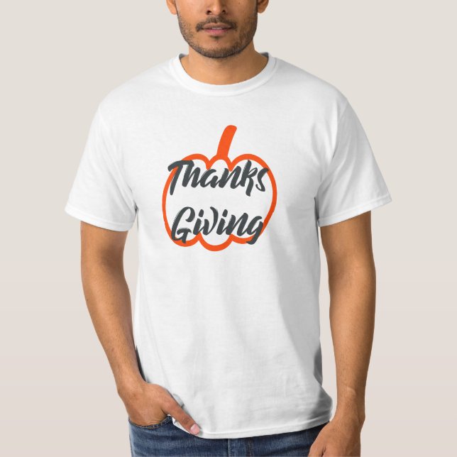 T-shirt Joli Bon thanksgiving texte avec un Citrouille mig (Devant)