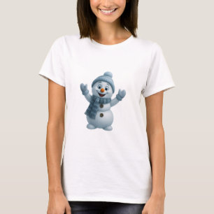 T-shirt Joli Bonhomme de Neige avec Écharpe Bleue – Noël A