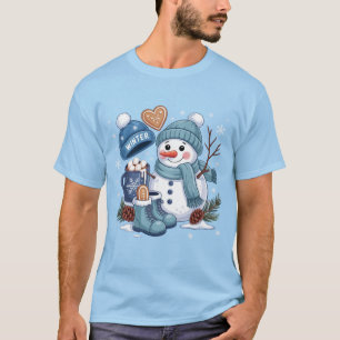 T-shirt Joli Bonhomme de Neige Saison Hivernale Atmosphère