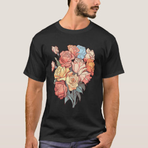 T-shirt Joli Bouquet Floral De Fleurs Colorées Roses Plan