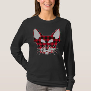 T-shirt Joli Buffle Rouge Plaid Chihuahua visage Noël Pa