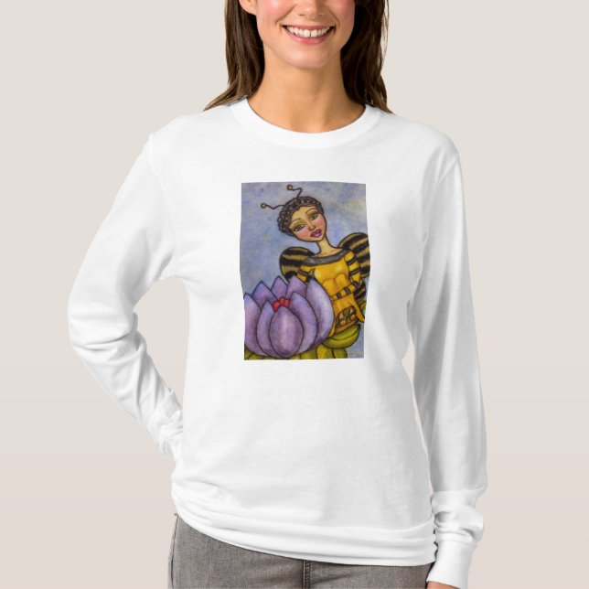 T-shirt Joli Bumble Bee Fairy Purple Flower (Devant)