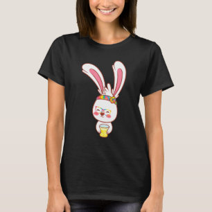 T-shirt Joli Bunny Face Headband Pâques Jour Pour Enfants 