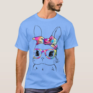 T-shirt Joli Bunny Visage Tie Dye Lunettes Pâques Jour T