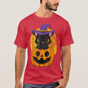 T-shirt Joli Casquette Halloween Chat Noir Sorcière Citrou