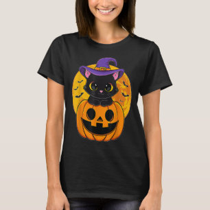 T-shirt Joli Casquette Halloween Chat Noir Sorcière Citrou