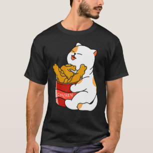 T-shirt Joli Chat Aime Poulet Frit Amour Chat Poulet Frit