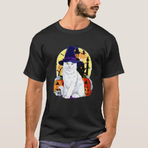 T-shirt Joli chat angora turc Halloween sorcière citrouill