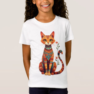 T-Shirt Joli chat artistique avec branche florale