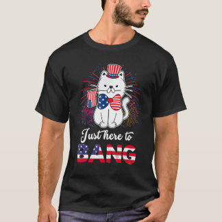 T-shirt Joli Chat Avec Drapeau Us Juste Ici Pour Faire Du