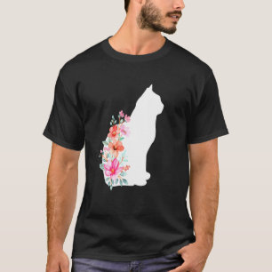 T-shirt Joli Chat Chaton Minou Chat Avec Fleur Femmes Chat