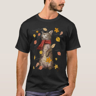 T-shirt Joli Chat D'automne Brise D'automne Chaton Minou C