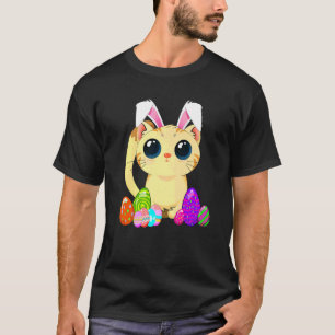 T-shirt Joli Chat de Pâques Vacances Lapin Oreilles Et Œuf